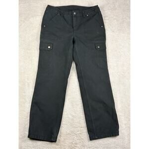 Duluth Flex Fire Hose Pants Womens Sz 10x31 Black Relaxed Leg Cargo Fleece Lined
